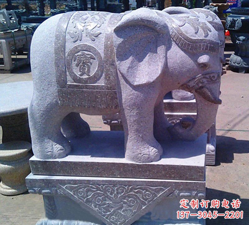 辽阳大理石石雕招财进宝大象,传递招财进宝的吉祥祝福