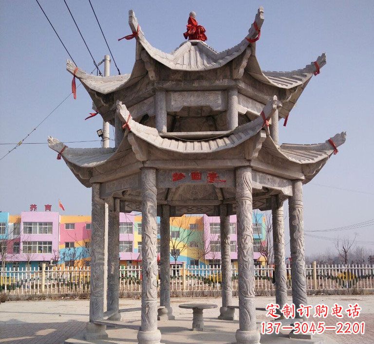 辽阳大理石双层八角凉亭雕塑