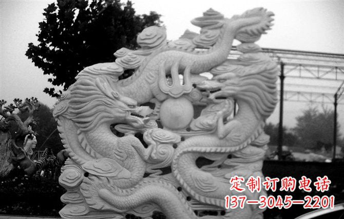 辽阳精美大理石双龙雕塑