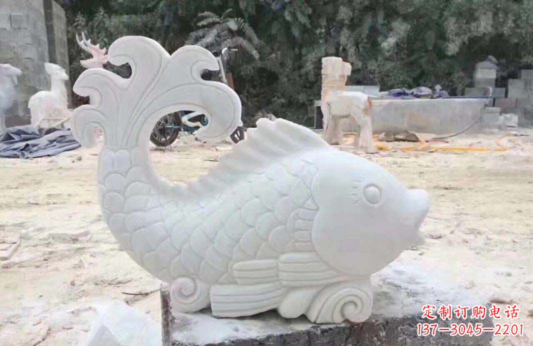 辽阳大理石鱼喷泉雕塑装置