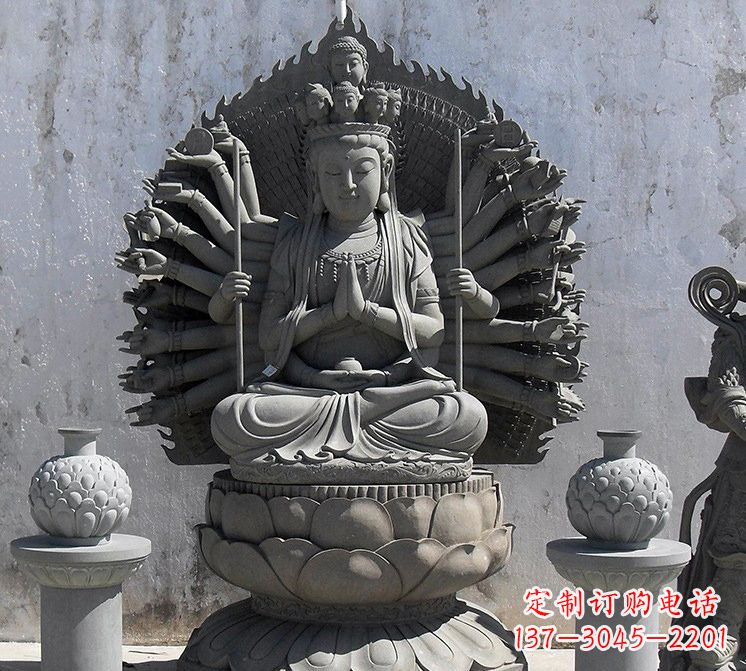 辽阳宗教庙宇千手观音大理石雕塑