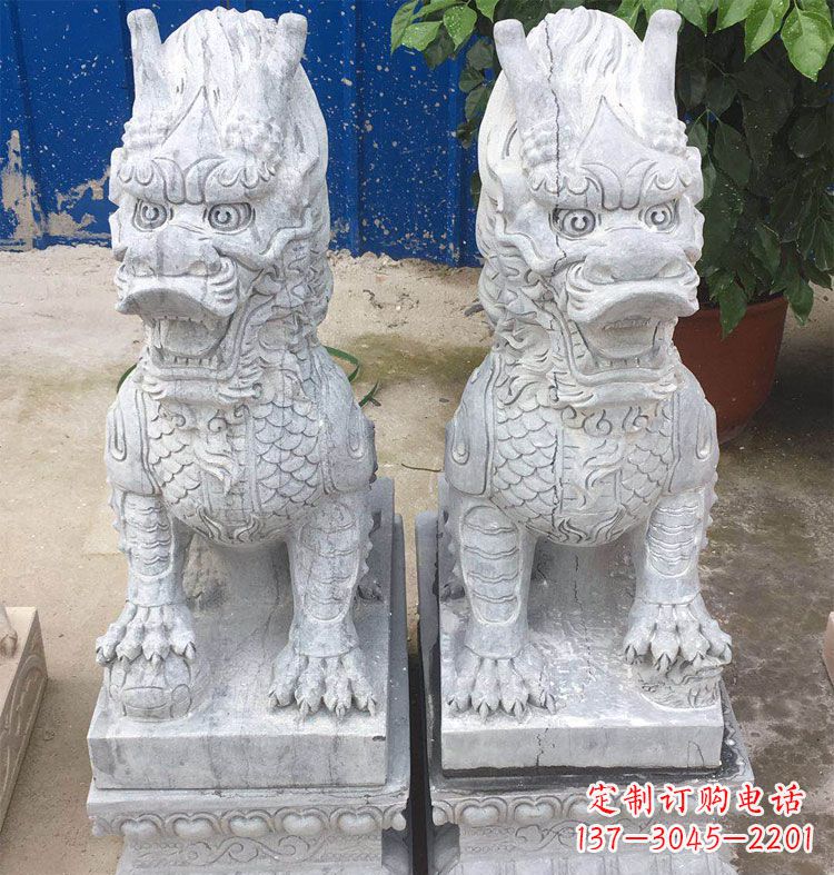 辽阳大理石风格麒麟门口石雕