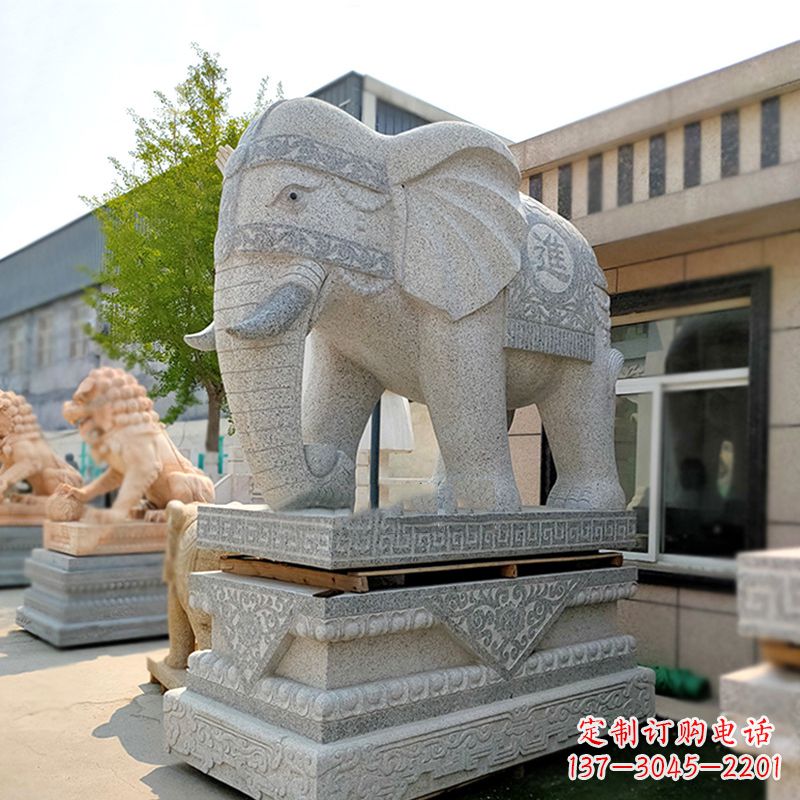 辽阳大门口石雕大象雕塑