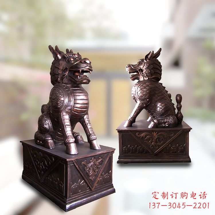 辽阳大门神兽麒麟铜雕