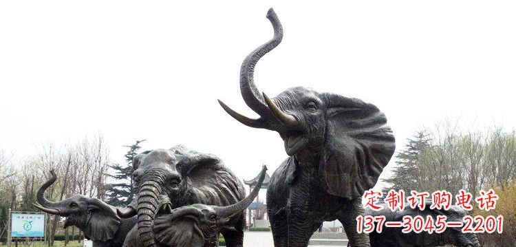 辽阳浓情大象群铜雕景观