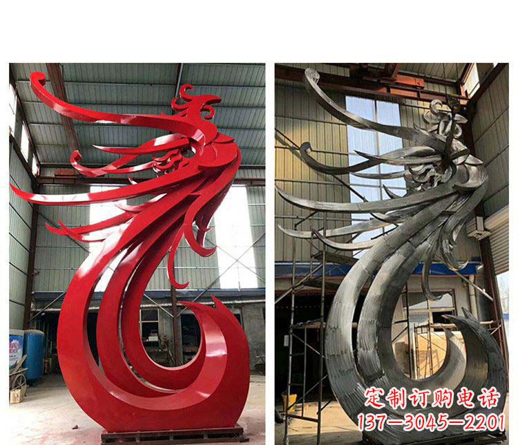 辽阳优雅凤凰不锈钢摆件雕塑
