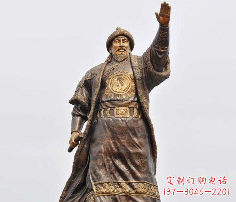 辽阳传承历史的风采成吉思汗铜雕