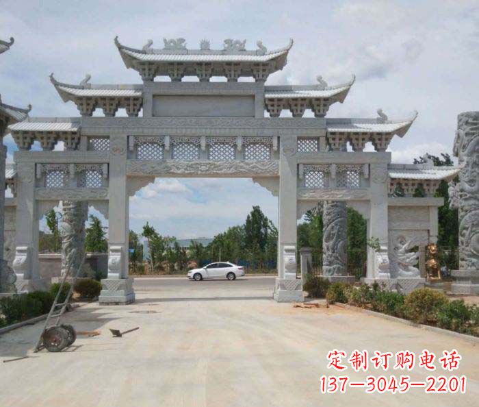 辽阳精美大型村口牌坊石雕