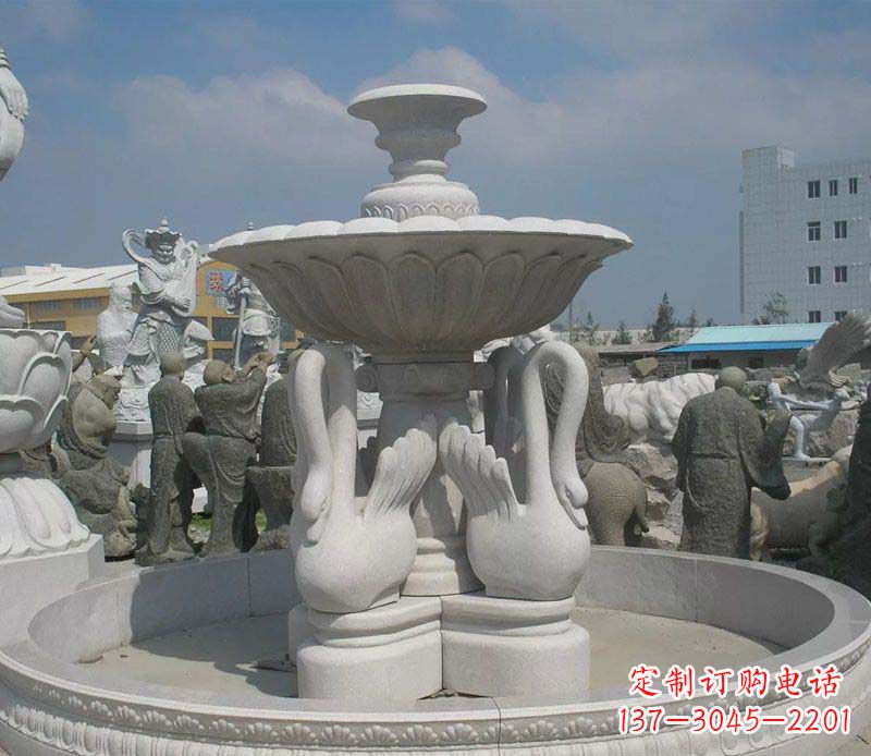 辽阳汉白玉高端天鹅雕塑