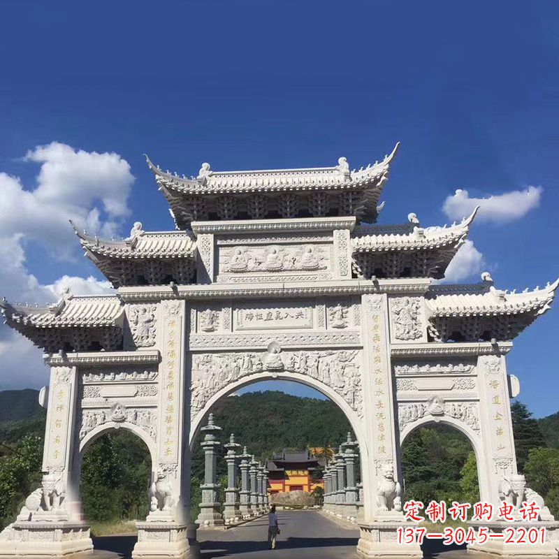 辽阳大型汉白玉景区大门石雕牌楼雕塑