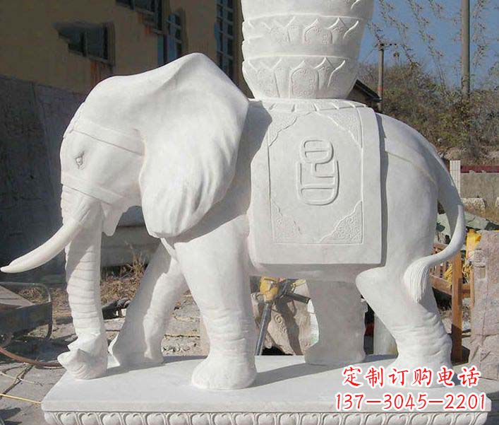 辽阳大型汉白玉招财大象石雕