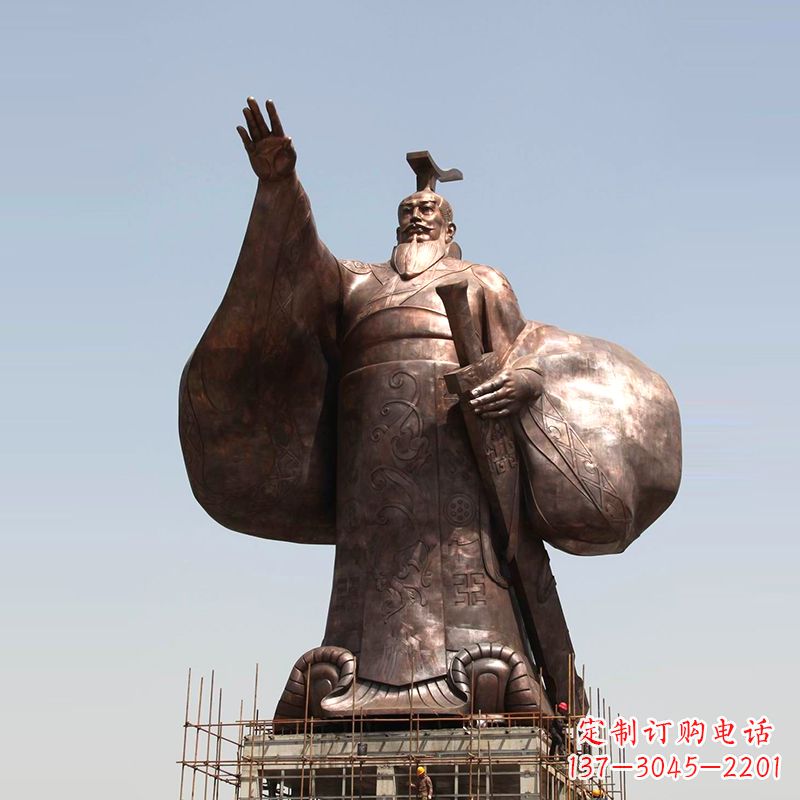 辽阳传承历史风采,精美秦始皇铜雕塑