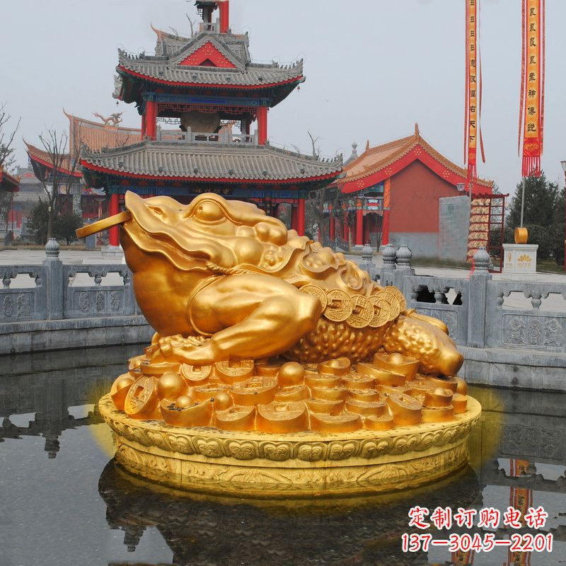 辽阳大型鎏金金蟾景区水景神兽动物雕塑