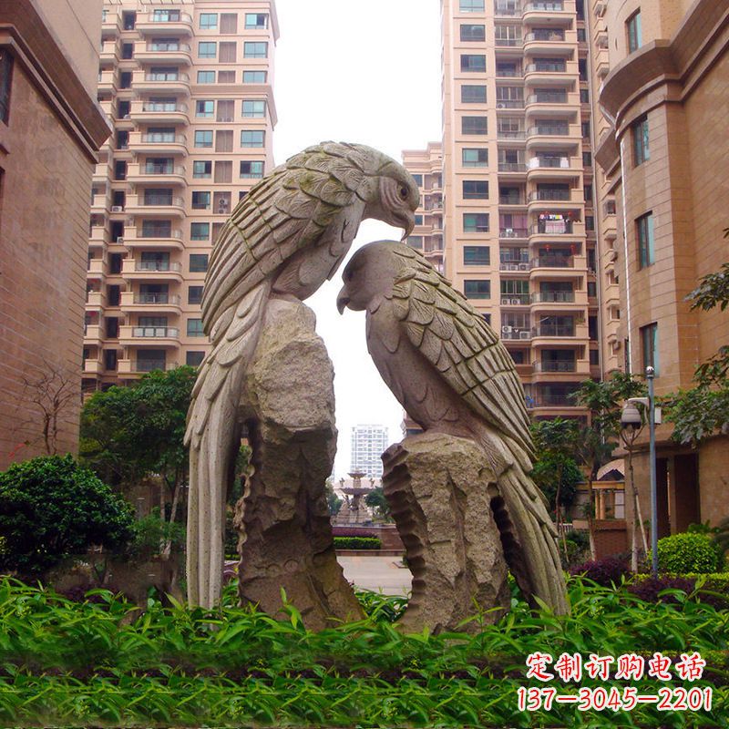 辽阳大型石雕鹦鹉景观雕塑-小区吉祥动物雕塑