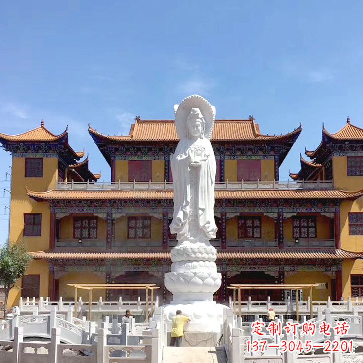 辽阳精美汉白玉观音石雕塑