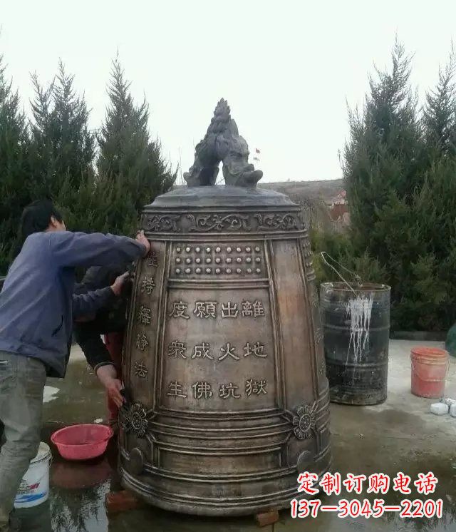 辽阳中领雕塑-大型铜钟寺庙铜雕