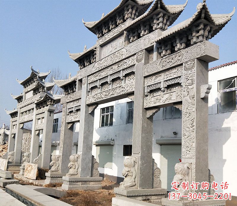辽阳五门仿古牌坊石雕