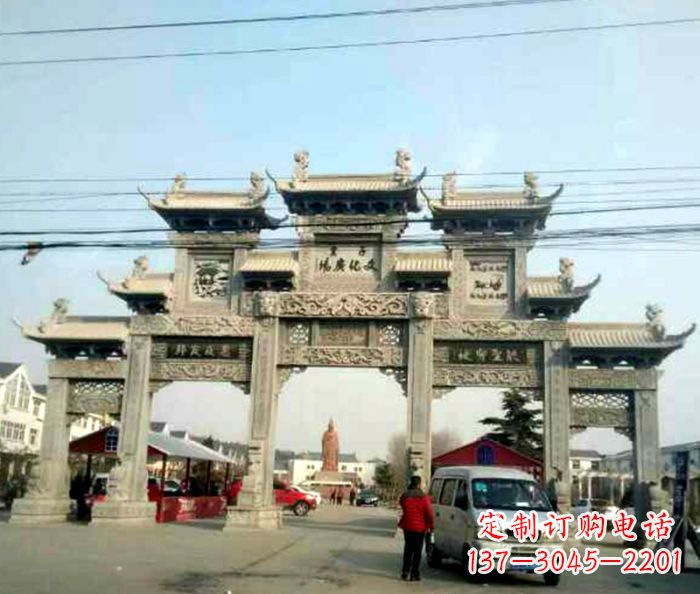 辽阳大型五门石雕牌坊 (3)