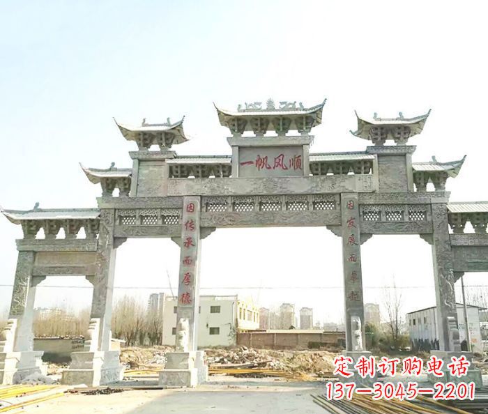 辽阳大型五门石雕牌楼 (3)