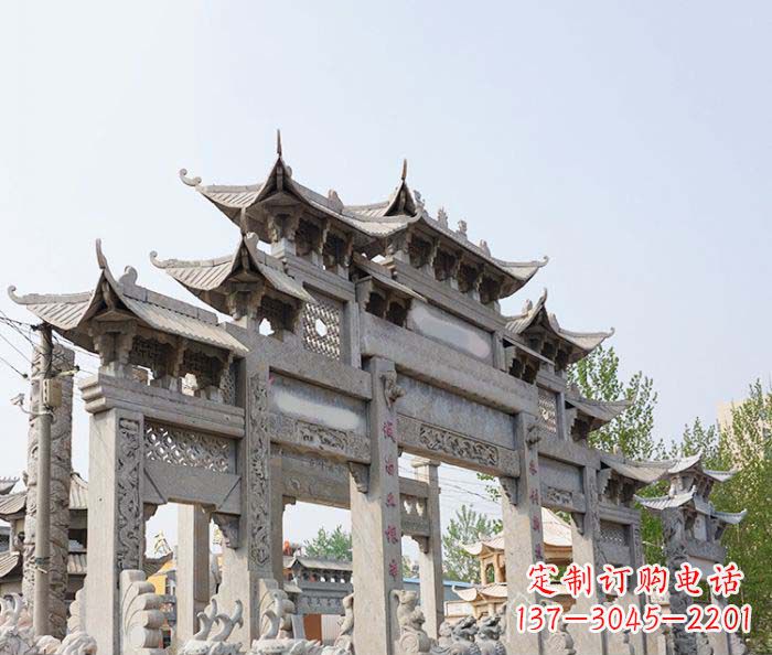 辽阳大型五门石雕牌楼 (2)