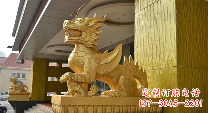 辽阳带翅膀的麒麟铜雕