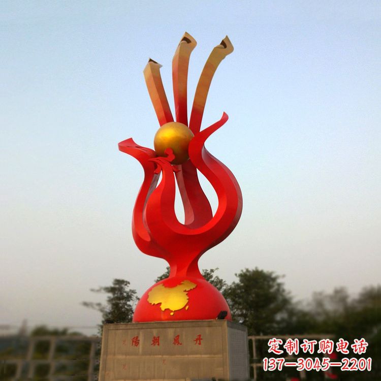 辽阳丹凤朝阳不锈钢凤凰雕塑-公园神兽标识景观雕塑