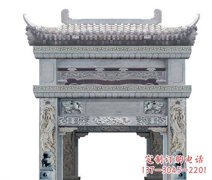 辽阳单门村口石雕牌坊 (2)