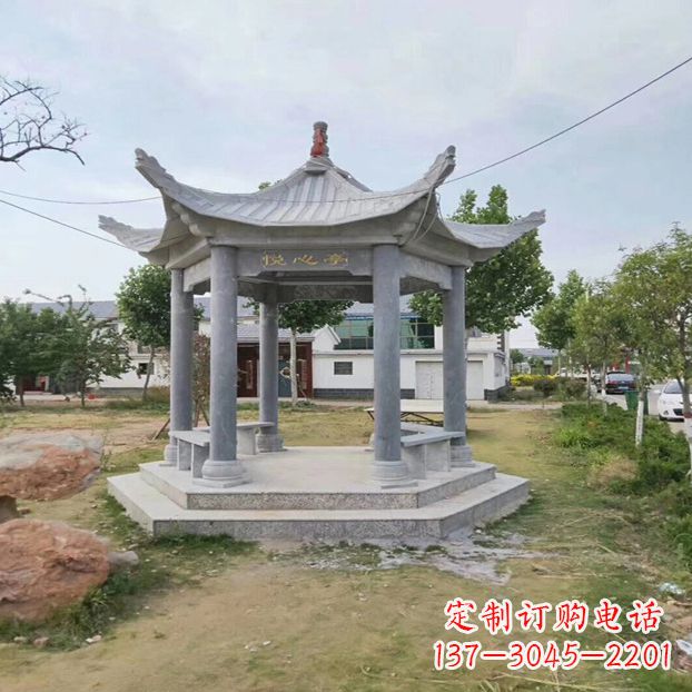 辽阳单层六角石凉亭公园亭子