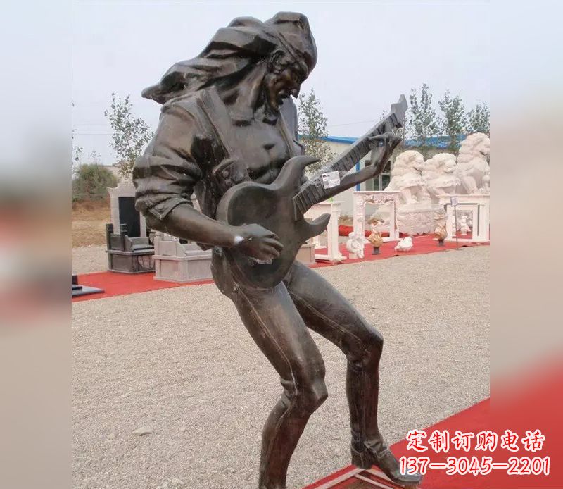 辽阳弹吉他广场小品人物铜雕