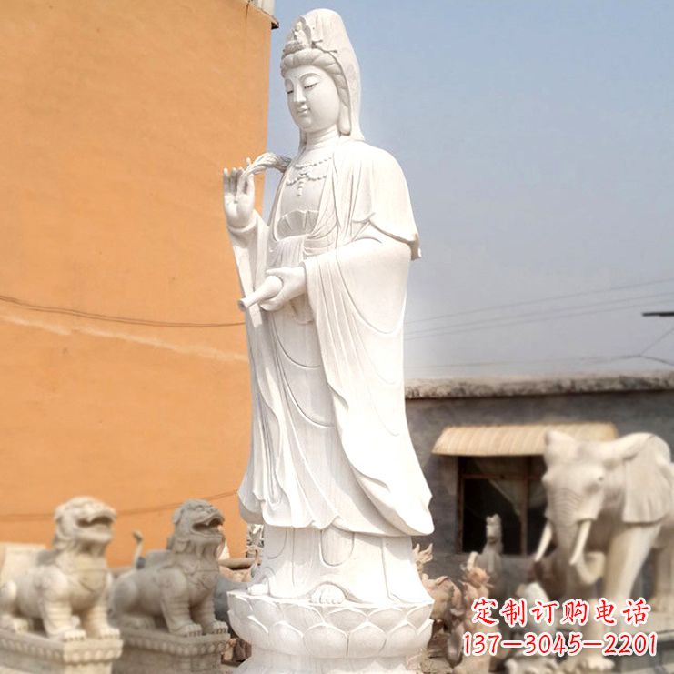 辽阳滴水观音汉白玉石雕佛像