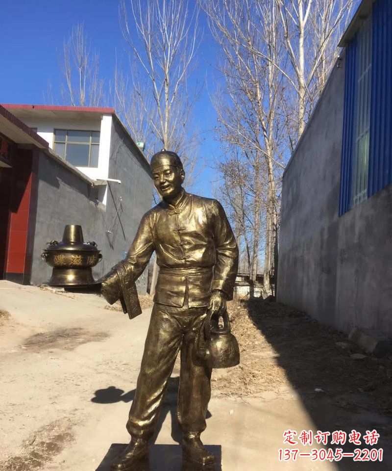 辽阳店小二铜雕火锅人物定制