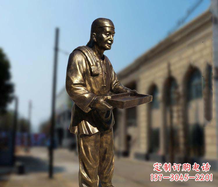 辽阳古典神秘的店小二人物铜雕