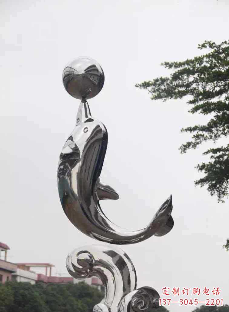 辽阳海豚风采不锈钢雕塑