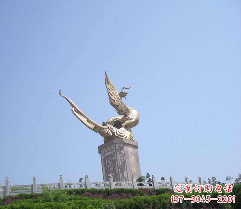 辽阳传统工艺精美凤凰铜雕塑