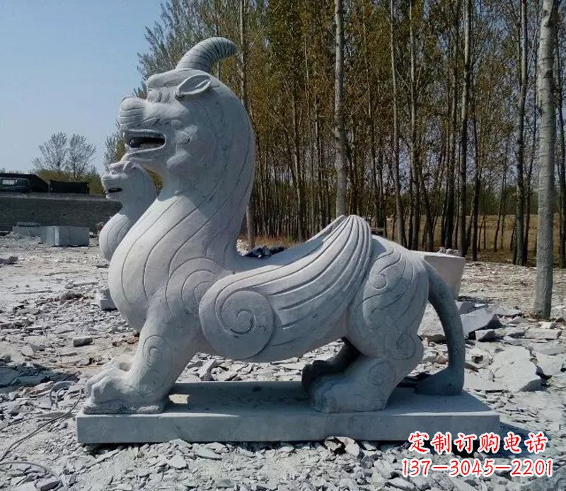 辽阳独角兽雕塑,神兽石雕带你穿越回古老神话中