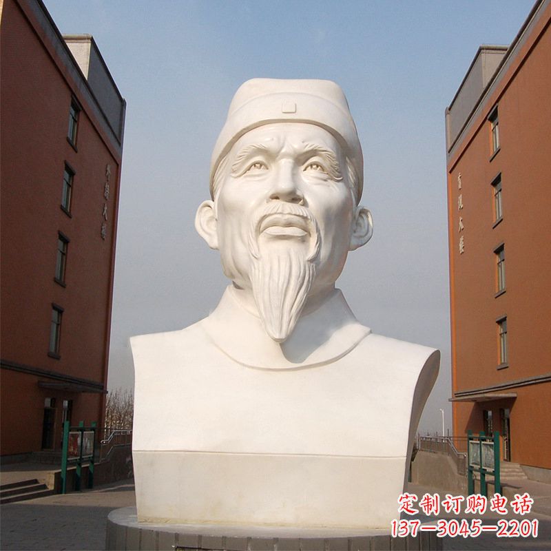辽阳杜甫石雕像-学校校园历史名人唐代著名诗人头像