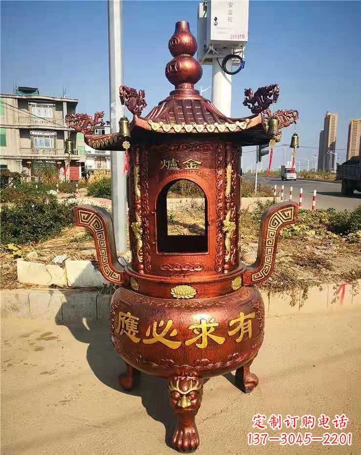 辽阳杜浦铜雕铁香炉