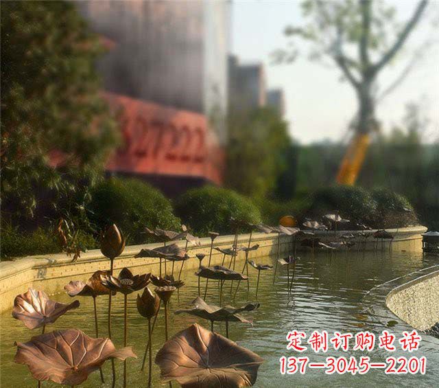 辽阳荷叶风情传承——锻铜荷花荷叶小区景观雕塑
