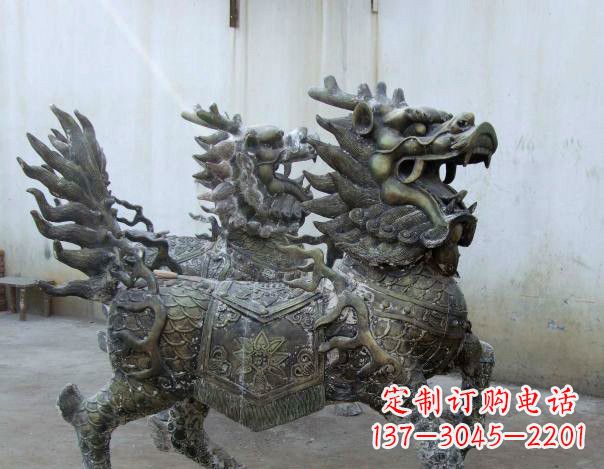 辽阳精致手工铜麒麟雕塑