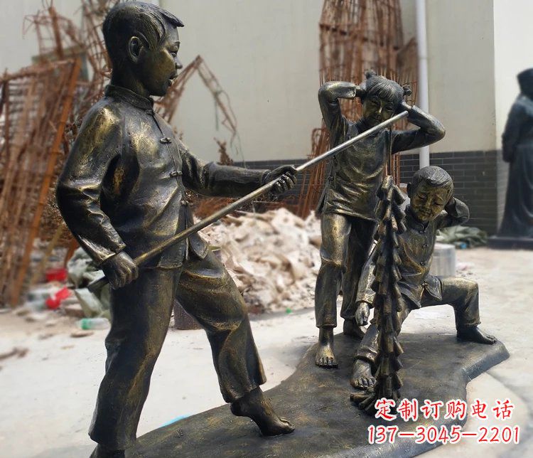 辽阳儿童放鞭炮庭院景观铜雕塑