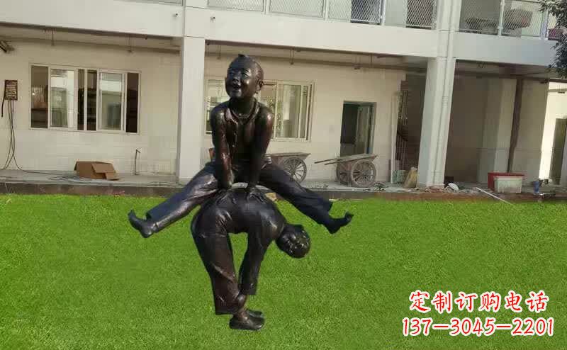 辽阳儿童跳马铜雕塑