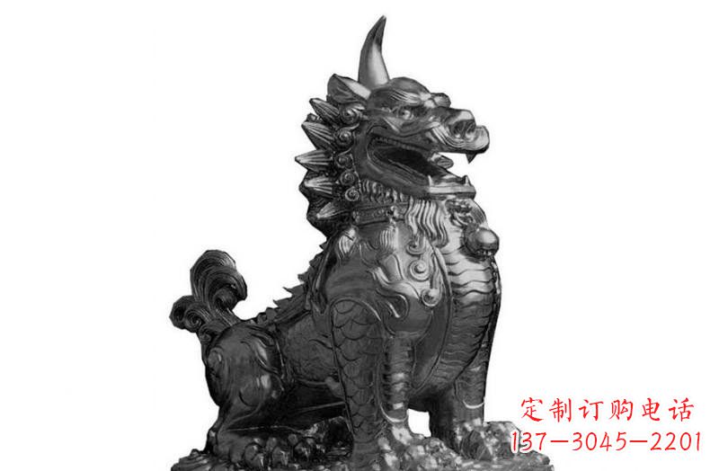 辽阳法院门口独角兽獬豸铜雕
