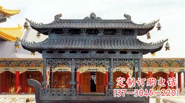 辽阳方形寺庙香炉铜雕 (3)