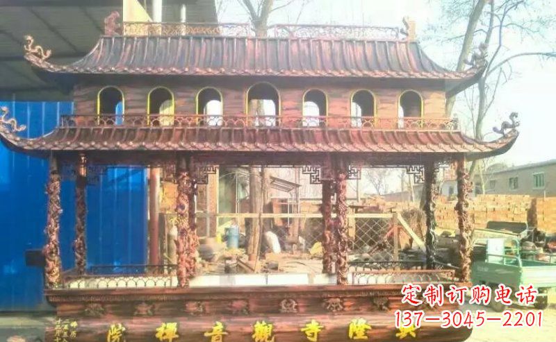 辽阳方形寺庙古典香炉铜雕塑