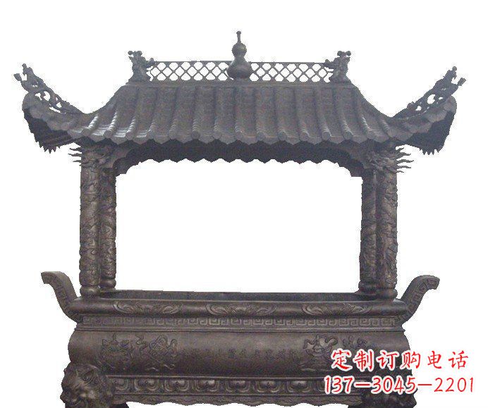 辽阳古典庙宇香炉铜雕