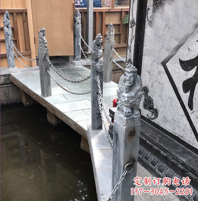 辽阳典雅传统的仿古胡人拴马石栏杆雕塑