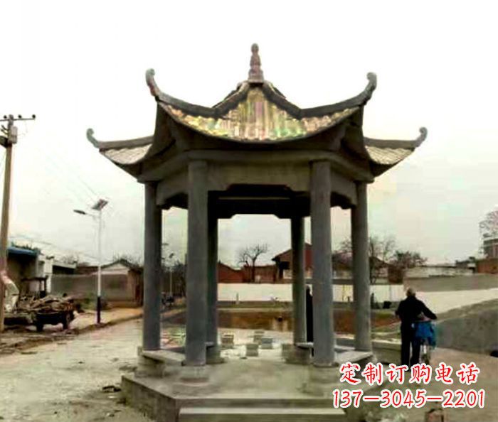 辽阳仿古六角凉亭石雕 (3)