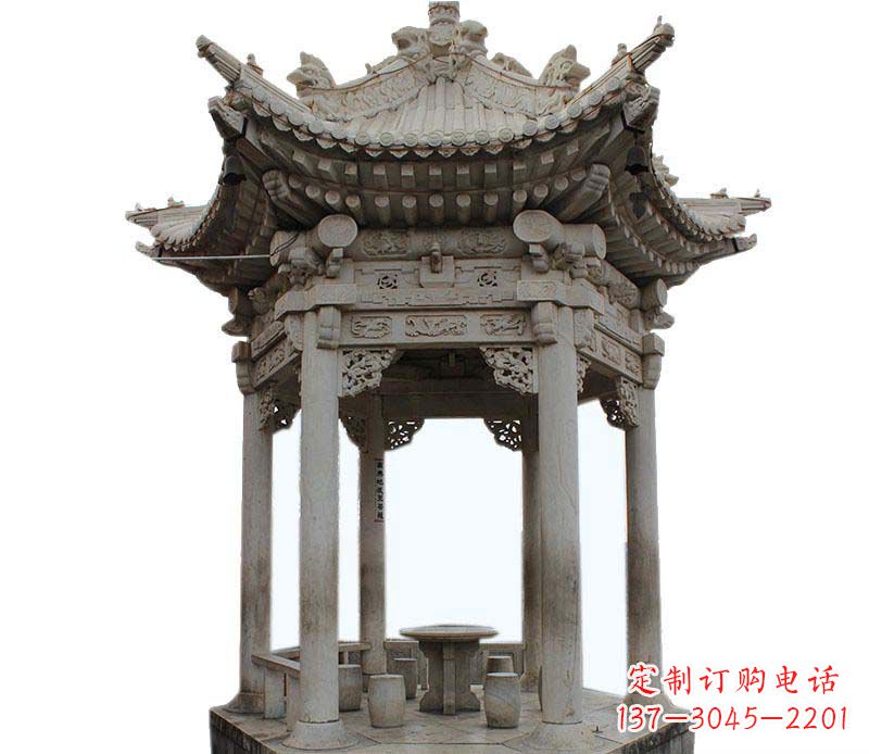 辽阳精美仿古六角凉亭石雕