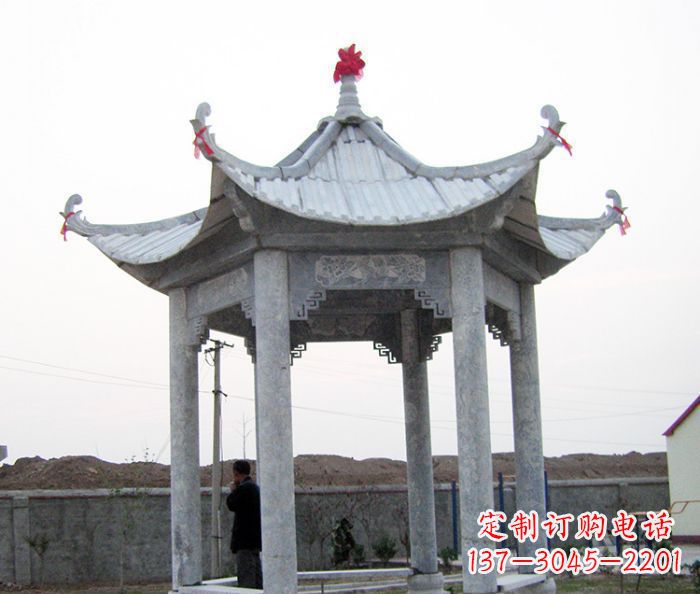 辽阳仿古六角石凉亭雕塑