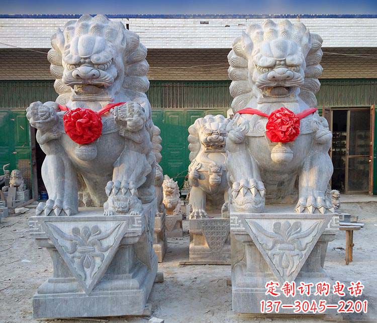 辽阳仿古门口看门狮子石雕